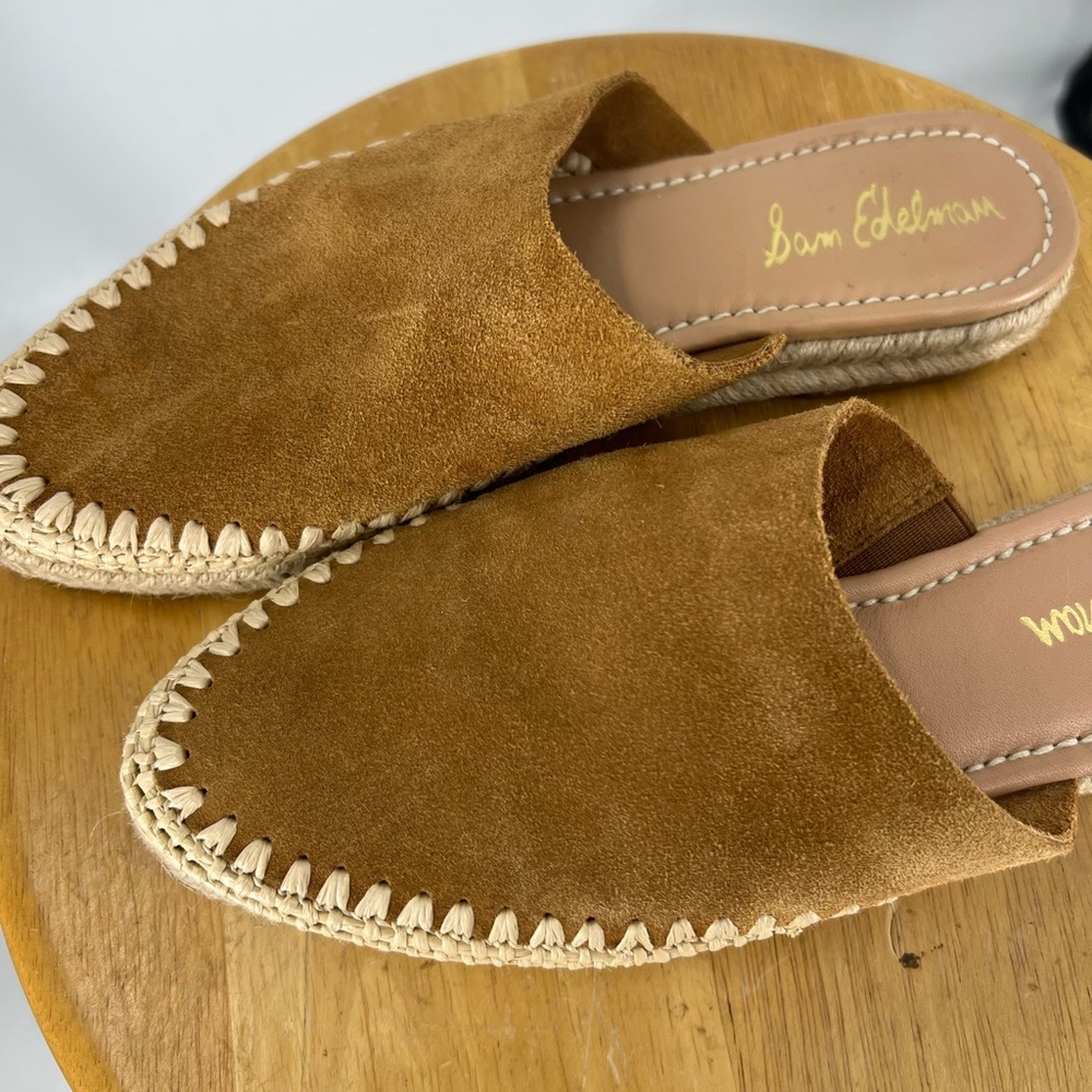 Sam Edelman Austin Espadrille Mule Slide Shoes  Cow Suede Leather 8 - Picture 7 of 11